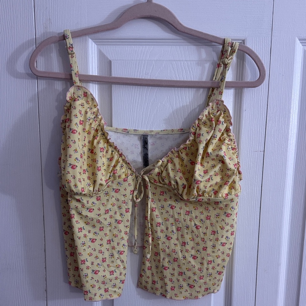 Floral Yellow Crop Top